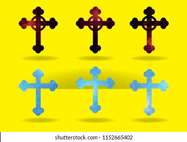 Crosses of christian in polygon geometry style, vector eps 10.