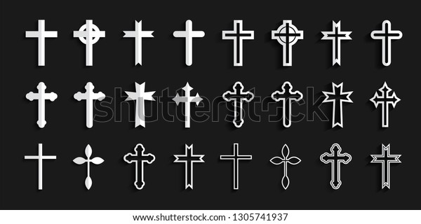 Crosses Icons Set Decorated Crosses Signs Stock Vector (Royalty Free ...