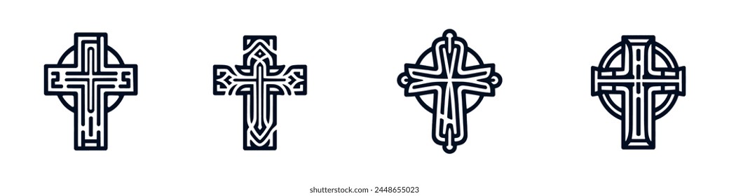 Crosses Icons Set on White Background. Vector