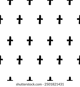 Crosses pattern. Seamless abstract pattern. Black and white template. Religion or death theme.