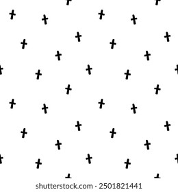 Crosses pattern. Seamless abstract pattern. Black and white template. Religion or death theme.