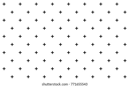 Crosses - pluses diagonally distributed simple minimalist decorative geometrical vector pattern