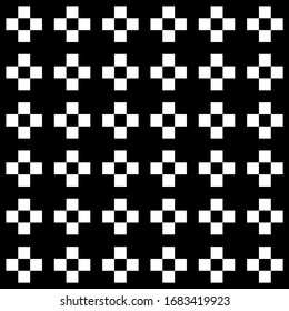Crosses seamless ornament. Checks pattern. Tiles wallpaper. Ethnic motif. Squares illustration. Shapes backdrop. Forms background. Digital paper, textile print, web design, abstract image. Vector art.