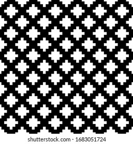 Crosses seamless ornament. Folk pattern. Signs illustration. Tribal ornate. Plusses wallpaper. Ethnic motif. Forms background. Digital paper, textile print, web design, abstract image. Vector artwork