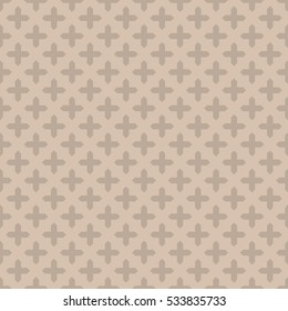 Crosses seamless pattern. Geometric vintage wallpaper. Vector brown texture.