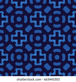 Cruza el patrón sin problemas. Papel pintado geométrico vintage. Textura azul vectorial.