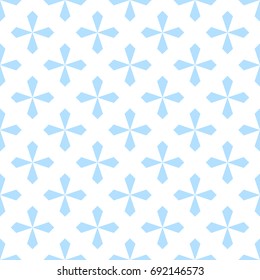 Crosses seamless pattern. Geometric vintage wallpaper. Vector blue and white texture. Minimal design.