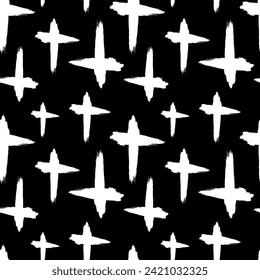 crosses seamless pattern on black background.