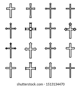 Crosses set, icons. Graphic template. Vector illustration.