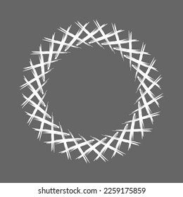 Crosses sketch round frame. Handwriting border. Circle pattern for halloween