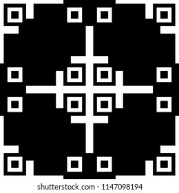 Crosses, squares pattern. Spanish ethnic ornament. Tribal motif. Linear abstract background. Repated figures backdrop. Folk wallpaper. Digital paper, textile print, web design. Seamless artwork.