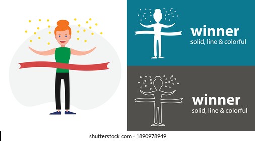 crosses the tape isolated vector flat icon. winner line solid design element