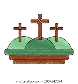 crosses three hills christian catholic paraphernalia  icon image vector illustration design 