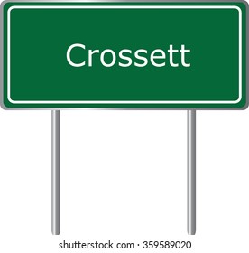 Crossett , Arkansas , road sign green vector illustration, road table, USA city