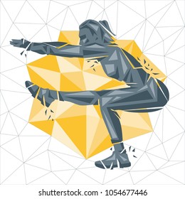 Crossfit concept. Vector silhouettes of woman doing fitness and crossfit workouts in many different position. Active and healthy life concept