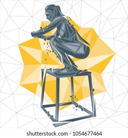 Crossfit concept. Vector silhouettes of woman doing fitness and crossfit workouts in many different position. Active and healthy life concept