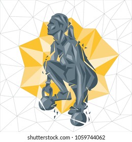 Crossfit concept. Vector silhouettes of woman doing fitness and crossfit workouts in many different position. Active and healthy life concept