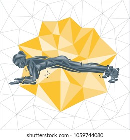 Crossfit concept. Vector silhouettes of woman doing fitness and crossfit workouts in many different position. Active and healthy life concept
