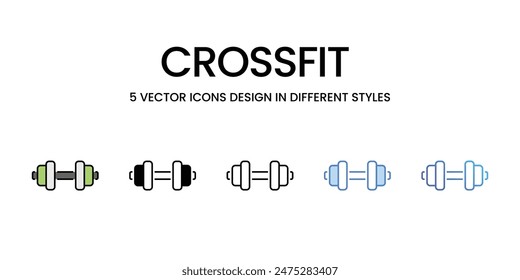 Crossfit icons vector set stock illustration.