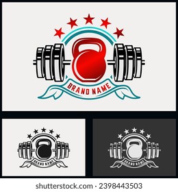 diseño de logotipo de encaje cruzado. estrellas, bandas, campanas y campanas. diseño para deportes de fitness, travesía o gimnasia