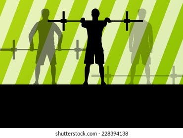 Crossfit training with weights vector background concept