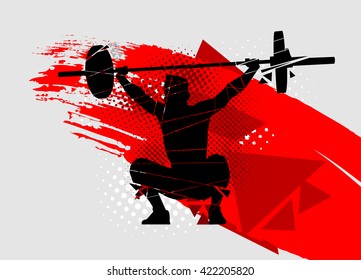 crossfit vector silhouette of weightlifter with a barbell svg