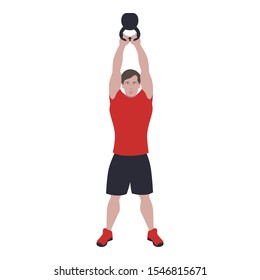 CrossFit workout training for open games championship. Sport man training American kettlebell swing exercise in the gym for healthy beautiful body shape motivation.