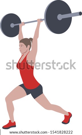 CrossFit workout training for open games championship. Sport girl training Olympic split jerk barbell exercise in the gym for healthy beautiful body shape motivation.