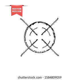 The crosshair effect of charcoal, chalk. Hand drawing with a brush. silhouette, grunge. Target, aim. Vector elements on isolated background.