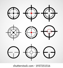 Crosshair or gun sight, target icons set, vector