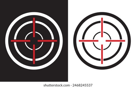 Crosshair icon. isolated on white and black background. Vector illustration . EPS 10 