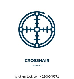 Icono de Crosshair. Ilustración vectorial lineal de la colección de caza. Esquema del vector de icono de corte transversal. Símbolo de línea delgada para uso en aplicaciones web y móviles, logotipo, medios impresos.