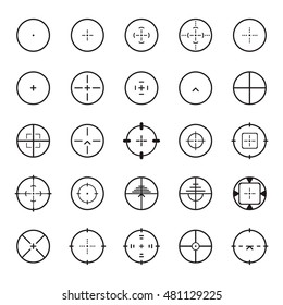 Crosshair icon set. Vector illustration. 