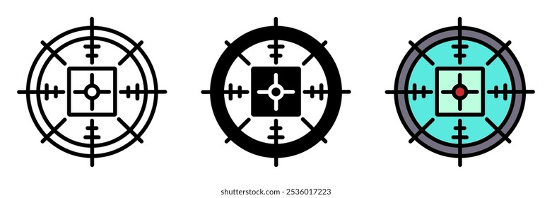 Crosshair Icon, Um retículo de segmentação usado para mirar em jogos de tiro, ajudando os jogadores a alcançar a precisão quando mirar em adversários ou alvos.