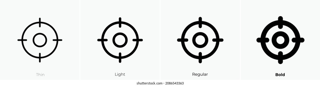 Crosshair-Symbol. Thin, hellrosa und feines Design einzeln auf weißem Hintergrund