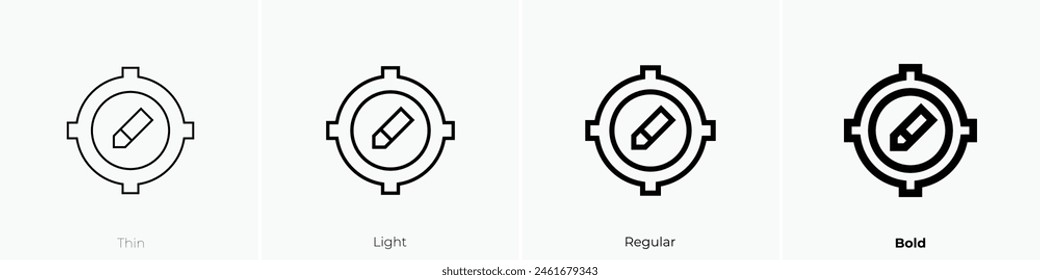 crosshair icon. Thin, Light Regular And Bold style design isolated on white background