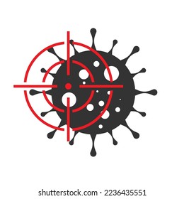 Crosshair icon with a virus. Aiming on a virus icon. Vector illustration.