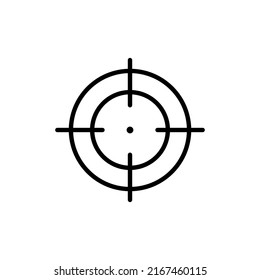 Crosshair linear icon. Thin line customizable illustration. Contour symbol. Vector isolated outline drawing. Editable stroke