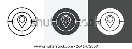 Crosshair location pin icon set vector art