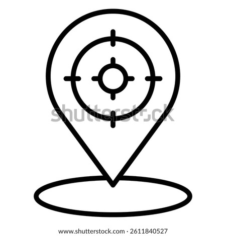 Crosshair location pin icon Simple outline vector logo