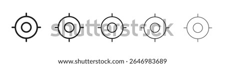 Crosshair location pin icon thin flat outline style vector sign