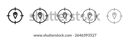Crosshair location pin icon vector outline set illustration sign