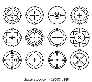 vectores de iconos cruzados y objetivo