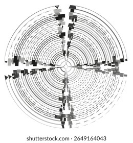 Ícone de destino de mira. Padrão de linha radial. Vetor de foco circular. Simetria central.