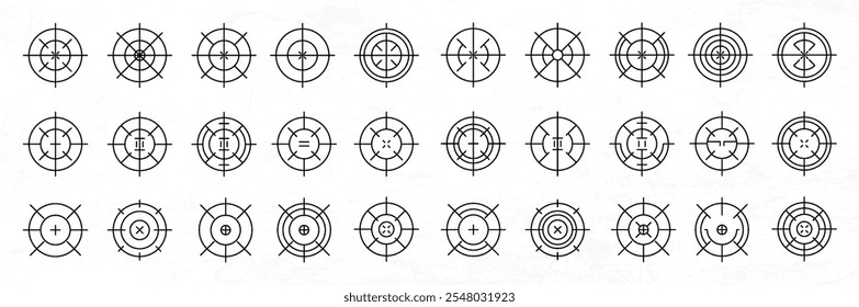 Conjunto de alcance de objetivo de punto de mira Plantillas de diseño de Vector