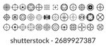 Crosshair target scope sight icons set. Simple illustration of 36 crosshair target scope sight vector icons for web