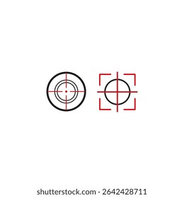 Crosshair vector icon. Red line focus. Bar graph symbol. Circular aim shape.