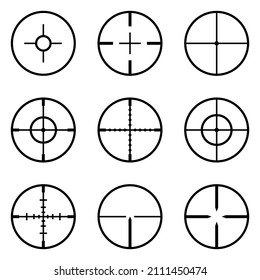 Crosshairs Flat Icon Set Isolated On White Background