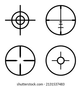 Crosshairs Flat Icon Set Isolated On White Background