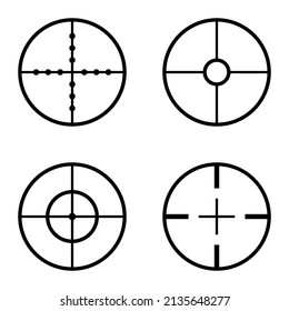 Crosshairs Flat Icon Set Isolated On White Background